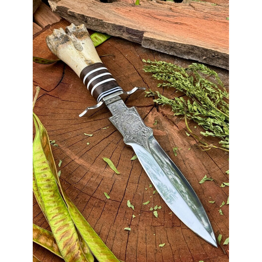 Handmade Stainless Steel Knife Curve Bowie Knives Bone Handle Hunting Bowie Knife Camping Survival Throwing Knife Gift 1