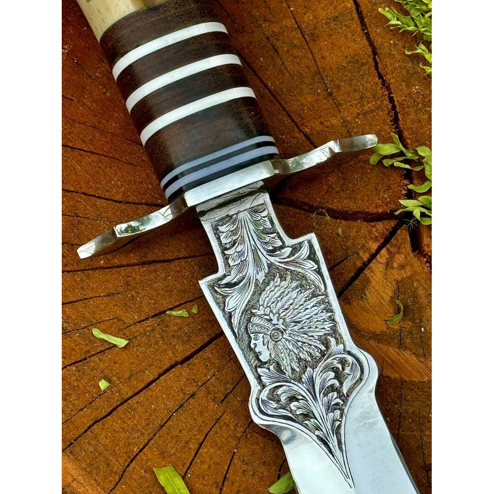 Handmade Stainless Steel Knife Curve Bowie Knives Bone Handle Hunting Bowie Knife Camping Survival Throwing Knife Gift 2