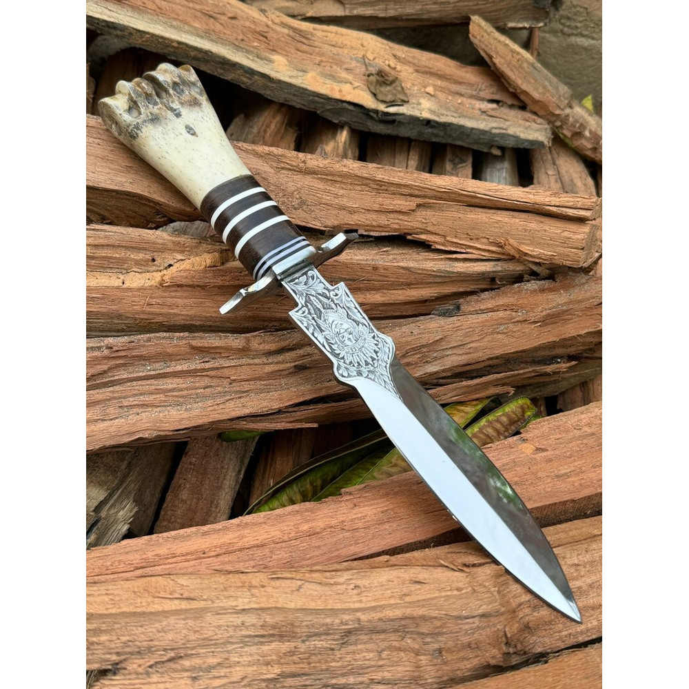 Handmade Stainless Steel Knife Curve Bowie Knives Bone Handle Hunting Bowie Knife Camping Survival Throwing Knife Gift 4
