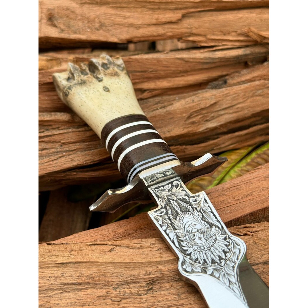 Handmade Stainless Steel Knife Curve Bowie Knives Bone Handle Hunting Bowie Knife Camping Survival Throwing Knife Gift 5