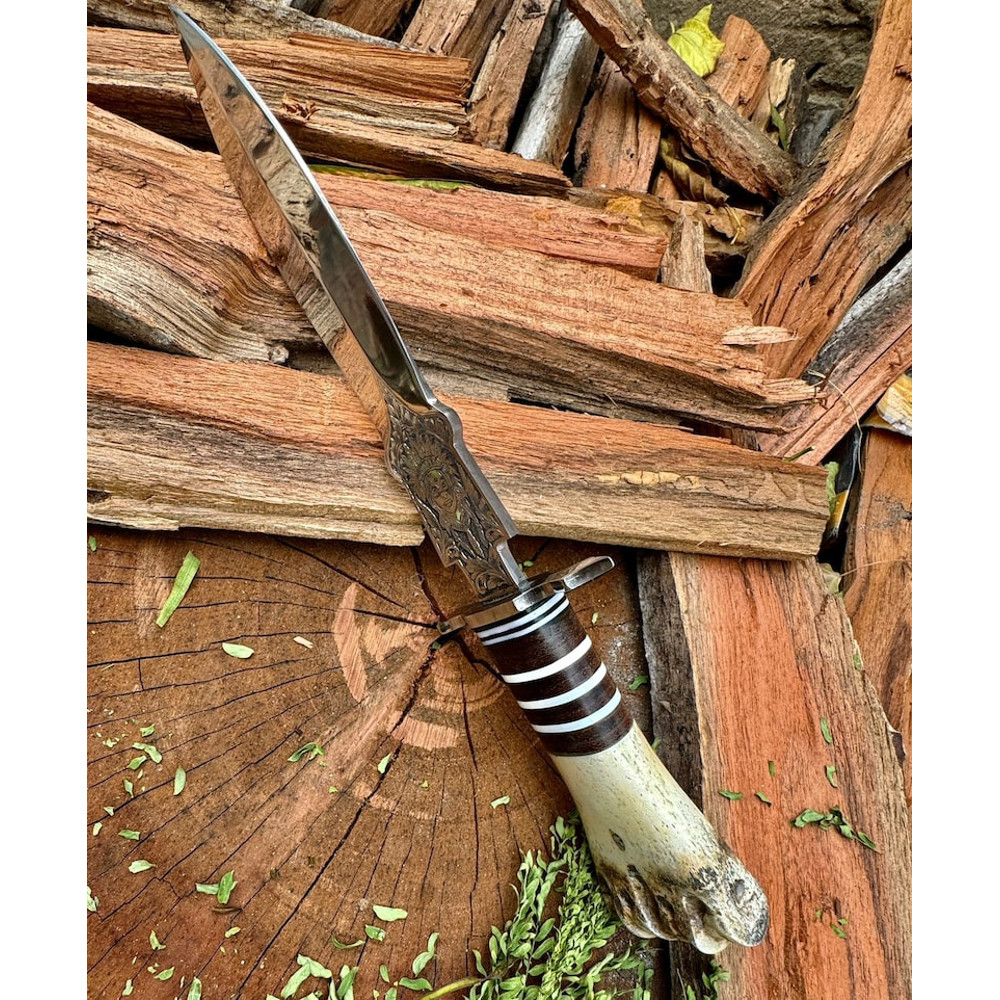 Handmade Stainless Steel Knife Curve Bowie Knives Bone Handle Hunting Bowie Knife Camping Survival Throwing Knife Gift 7