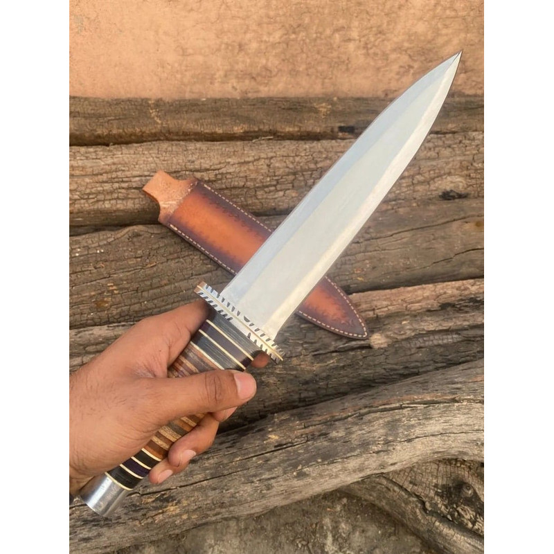Rare 18 Custom Handmade D2 Tool Steel Hunting Bowie Knife With Leather Sheet Gift For Him Knife Gift For Husband Knife 1