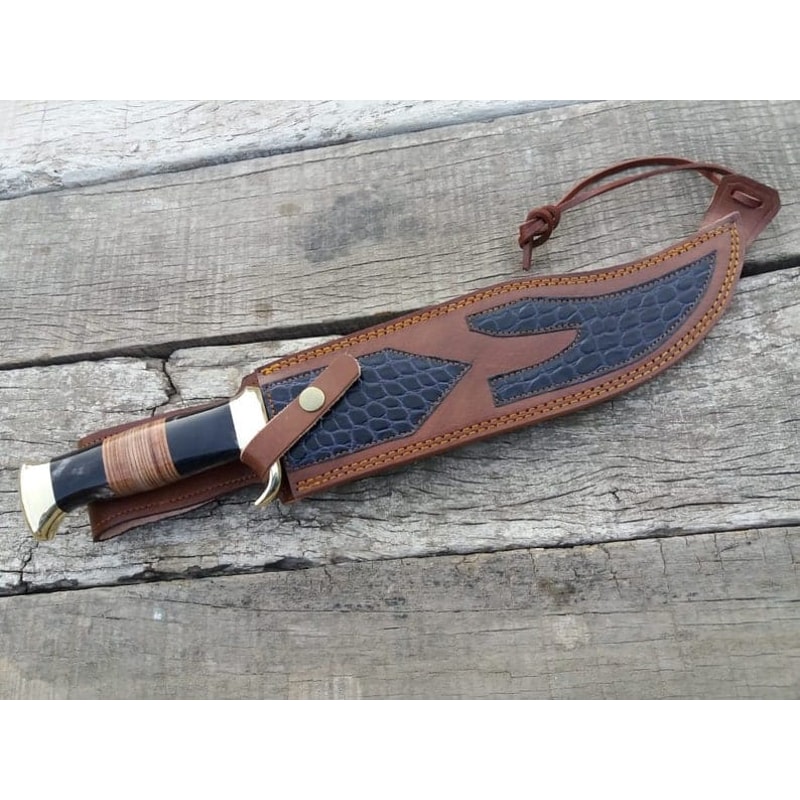 17 Inches Custom Handmade Mirror Polish D2 Tool Steel Hunting Bowie Knife With Premium Leather Sheath 2