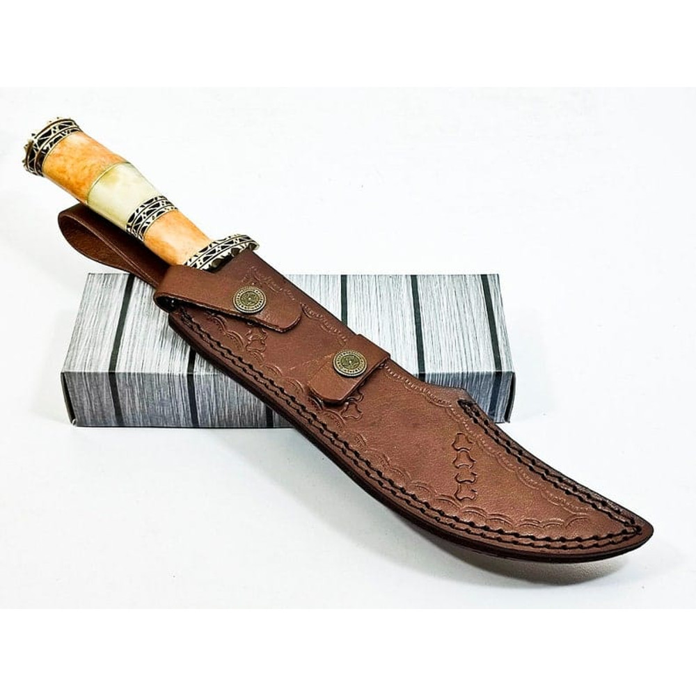 13 Damascus Blade Bowie Knife Brass But Cap Hunting Knife Bowie Knife FIxed Blade USA Beautiful Gift Premium 7