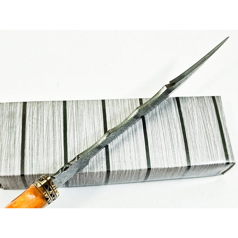 13 Damascus Blade Bowie Knife Brass But Cap Hunting Knife Bowie Knife FIxed Blade USA Beautiful Gift Premium 6