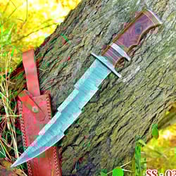 custom hand forge damascus steel bowie hunting knife survival camping, outdoor hunting knife, best gift