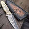 Custom Handmade Damascus Steel Dagger Knife Engraved Skull Handle With Leather Sheath Hunting Knife Best Gift 0