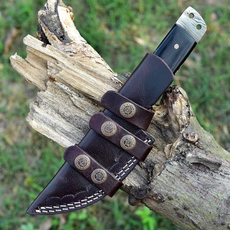 95 Custom Damascus Knife Buffalo Horn Handle Pocket Knife Camping Knife Stylish Anniversary Gift Gift For Men 8