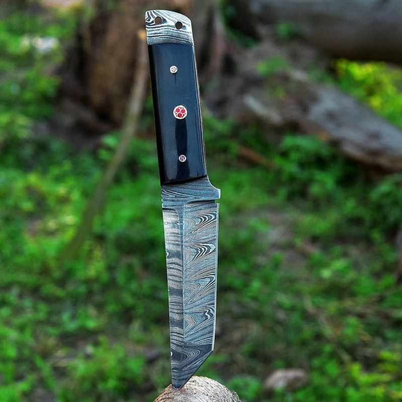 95 Custom Damascus Knife Buffalo Horn Handle Pocket Knife Camping Knife Stylish Anniversary Gift Gift For Men 4