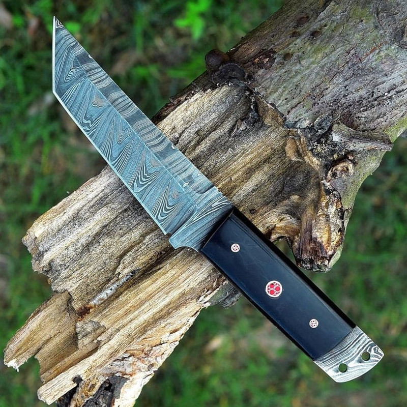 95 Custom Damascus Knife Buffalo Horn Handle Pocket Knife Camping Knife Stylish Anniversary Gift Gift For Men 3