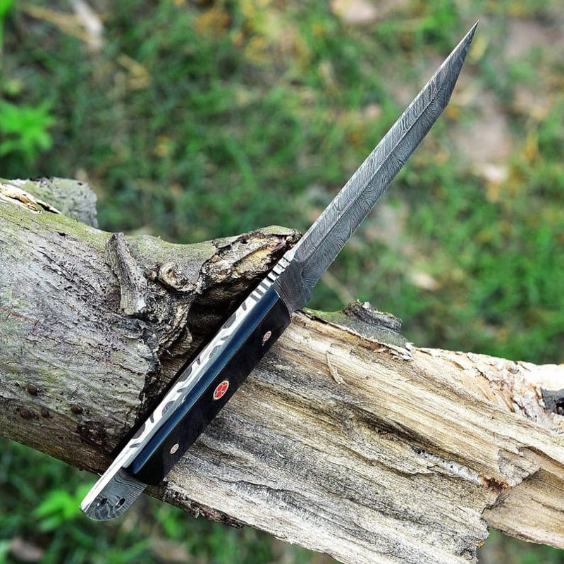 95 Custom Damascus Knife Buffalo Horn Handle Pocket Knife Camping Knife Stylish Anniversary Gift Gift For Men 5