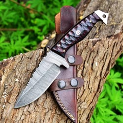 custom handmade damascus knife, hunting knife, pocket knife, stylish knife, camping knife, micarta handle, gift for men,