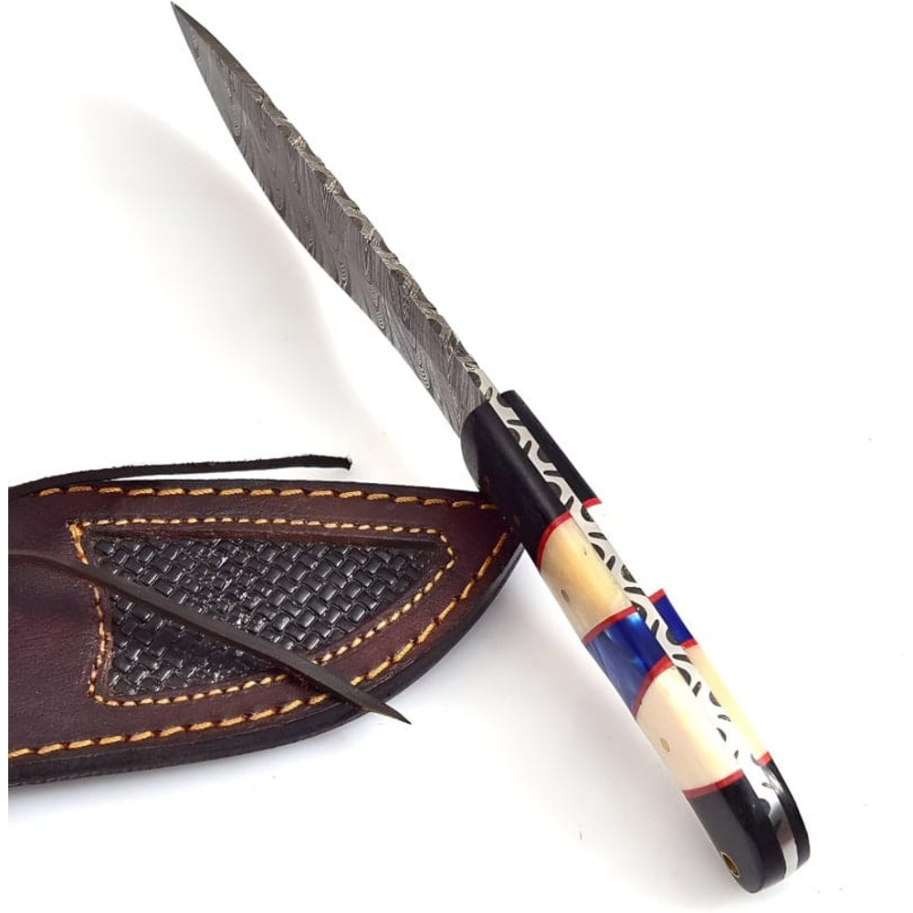 Stylish HandForged Damascus Steel Knife Pocket Knife Skinner Knife Camping Knife Camel Bone Handle Gift For Him 2