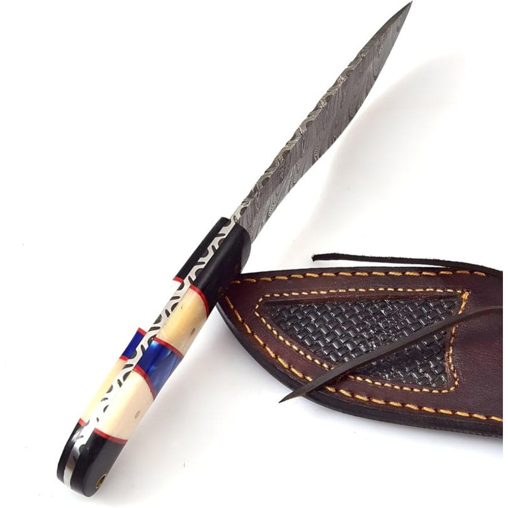 Stylish HandForged Damascus Steel Knife Pocket Knife Skinner Knife Camping Knife Camel Bone Handle Gift For Him 13