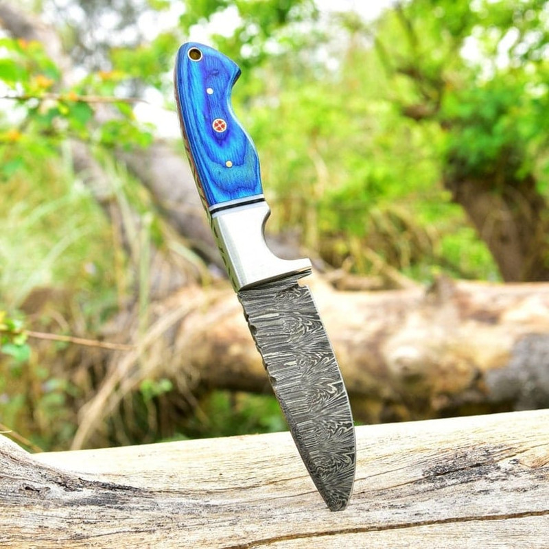 9 Handmade Damascus Steel Knife Hunting Knife Fixed Blade Knife Skinner Knife Bushcraft Camping Knife Pakka Wood 1