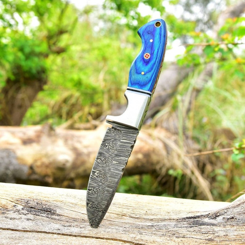 9 Handmade Damascus Steel Knife Hunting Knife Fixed Blade Knife Skinner Knife Bushcraft Camping Knife Pakka Wood 5