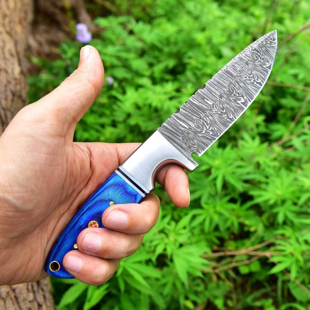 9 Handmade Damascus Steel Knife Hunting Knife Fixed Blade Knife Skinner Knife Bushcraft Camping Knife Pakka Wood 6