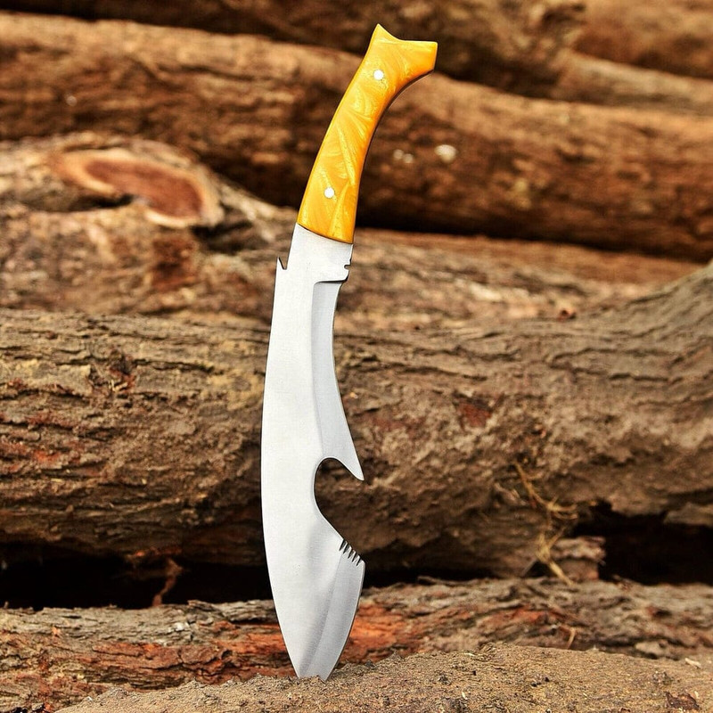 Fixed Blade Knife Tactical Gurkha Kukri Engraved Sheath Shark Fish Design Fixed Blade Knife Best Gift Ever 2