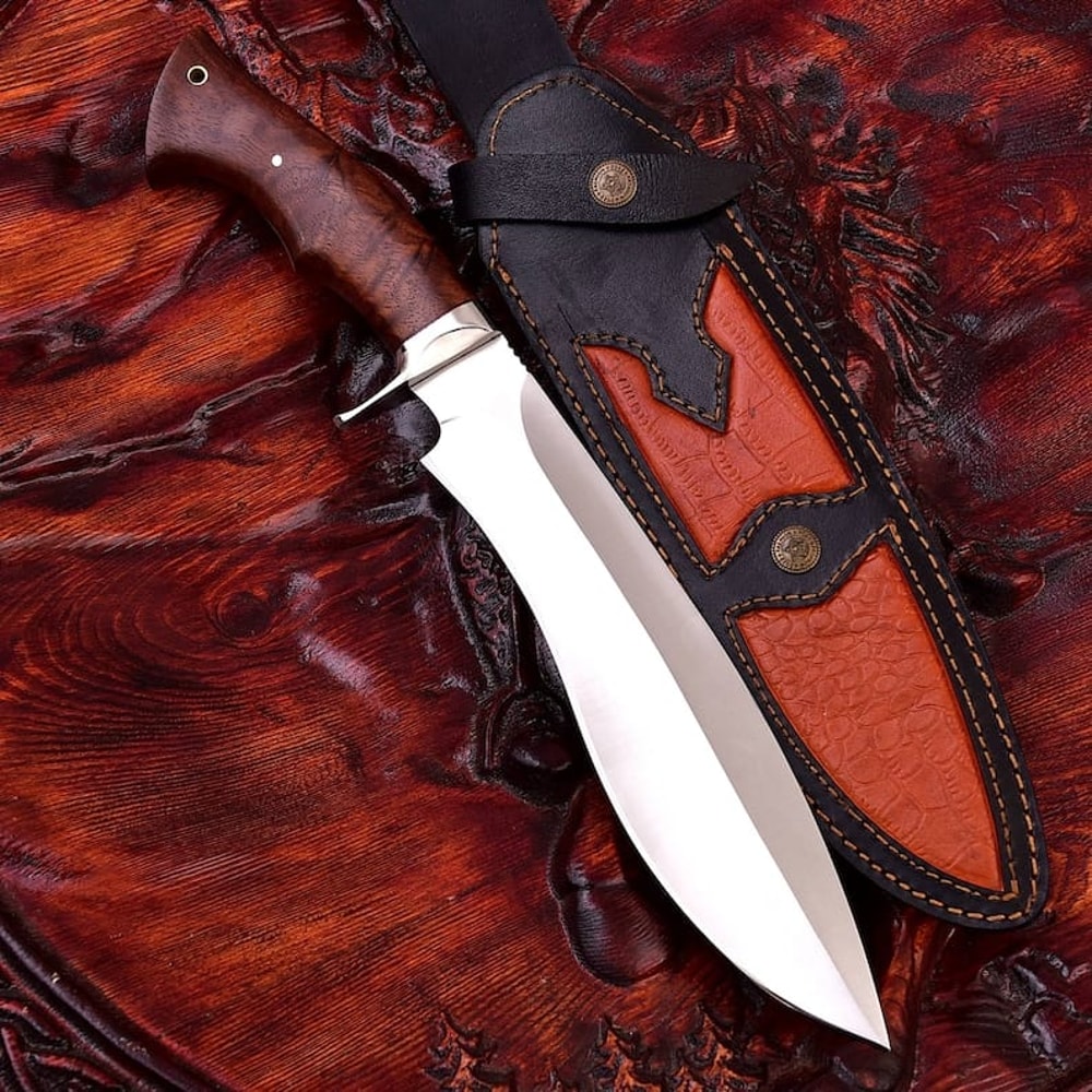 Custom Handmade D2 Steel 15 Inch Bowie Knife Perfect Grip Perfect Gift Premium Leather Sheath 0