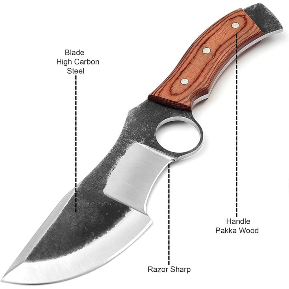 Custom Handmade High Carbon Steel Tracker Knife Hunting Knife Bowie Knife Premium Leather Sheath 1