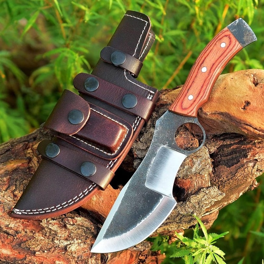 Custom Handmade High Carbon Steel Tracker Knife Hunting Knife Bowie Knife Premium Leather Sheath 0