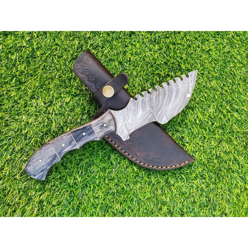 Custom Handmade HAND FORGED DAMASCUS STEEL Hunting Tracker Knife Fix Blade Knife Outdoor Camping BushCraft Knife Gift 2
