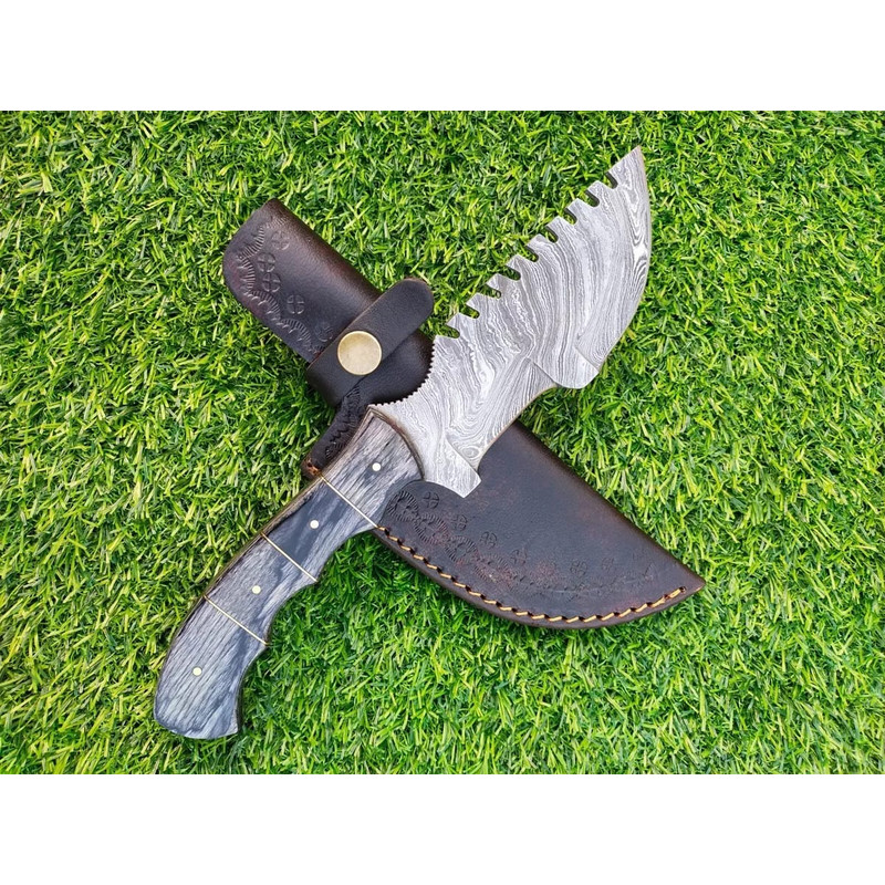 Custom Handmade HAND FORGED DAMASCUS STEEL Hunting Tracker Knife Fix Blade Knife Outdoor Camping BushCraft Knife Gift 0