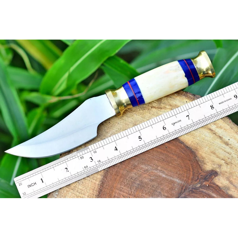 CUSTOM HAND FORGED D2 STEEL Camping Skinner Hunting Knife With Sheath Outdoor Knife Best Gift 3