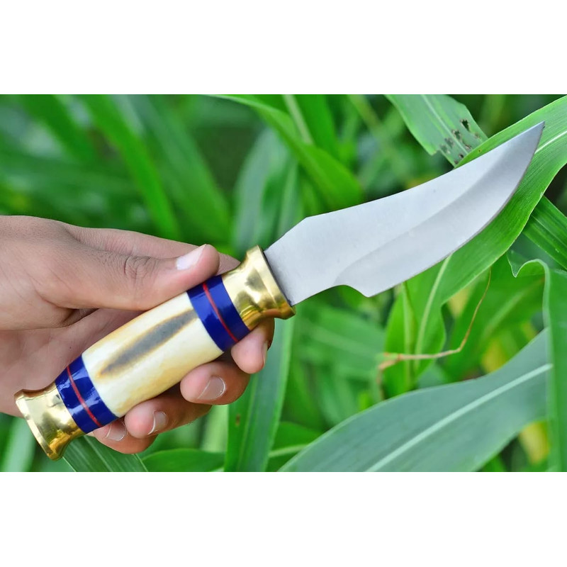 CUSTOM HAND FORGED D2 STEEL Camping Skinner Hunting Knife With Sheath Outdoor Knife Best Gift 2