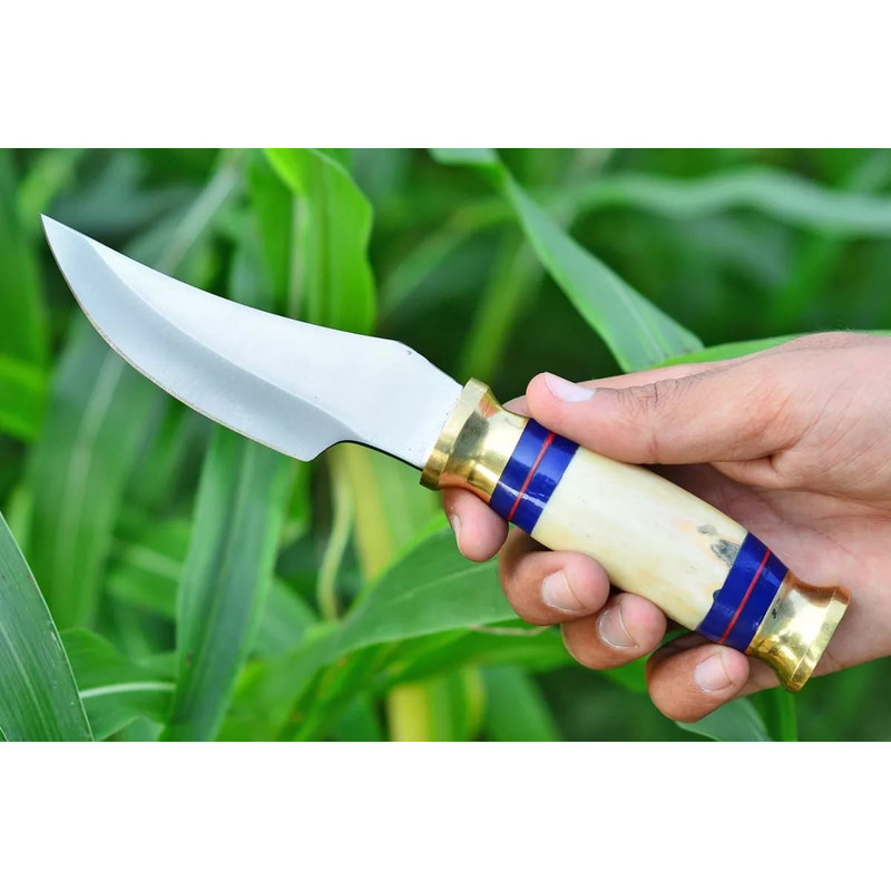 CUSTOM HAND FORGED D2 STEEL Camping Skinner Hunting Knife With Sheath Outdoor Knife Best Gift 1