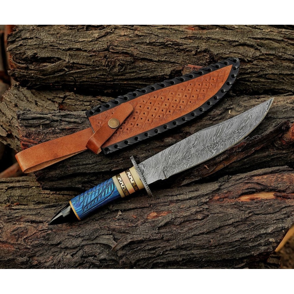 135 Unique Handcrafted Damascus Steel Knife Fixed Blade Knife Hunting Knife Bowie Knife Best Gift 0