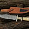 155 Inches Personalized Damascus Steel Hunting Knife Camel Bone Handle Premium Leather Sheath Best 0