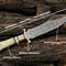 155 Inches Personalized Damascus Steel Hunting Knife Camel Bone Handle Premium Leather Sheath Best 1