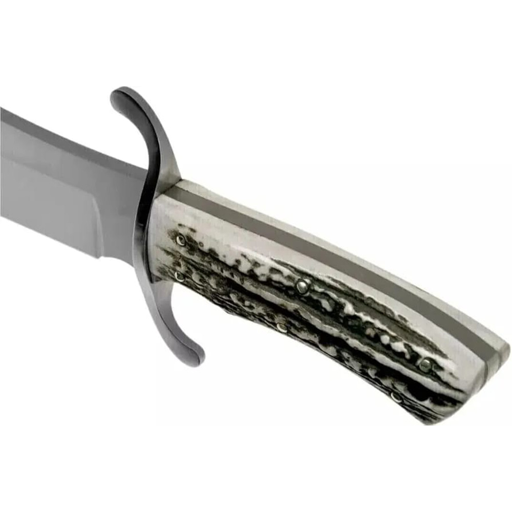 Custom Handmade Lovely Style D2 Steel Stag Antler Handle Full Tang Hunting Knife With Leather Sheat 1