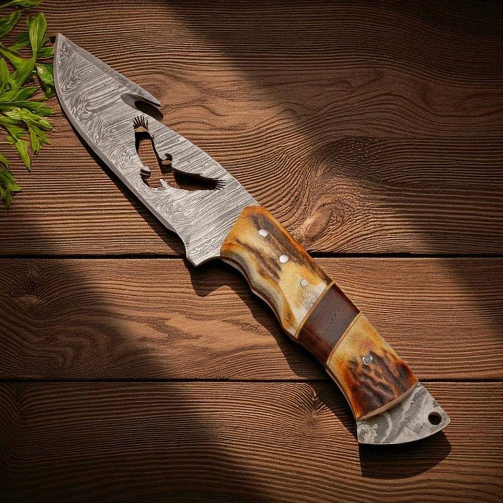 Hand Forged Damascus Steel Hunting Skinner Knife Personalized Knife With Sheath Birthday Gift Bes 3