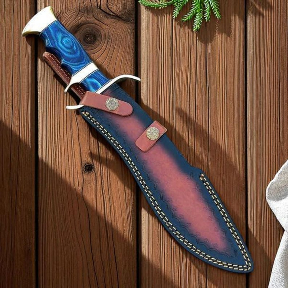 Handmade Damascus Steel Hunting Bowie Knife With Wood Handle Survival Knife Anniversary Gift Campin 5