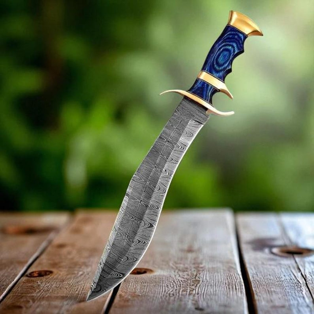 Handmade Damascus Steel Hunting Bowie Knife With Wood Handle Survival Knife Anniversary Gift Campin 4