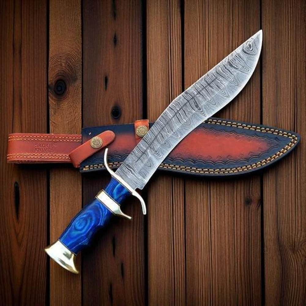 Handmade Damascus Steel Hunting Bowie Knife With Wood Handle Survival Knife Anniversary Gift Campin 1