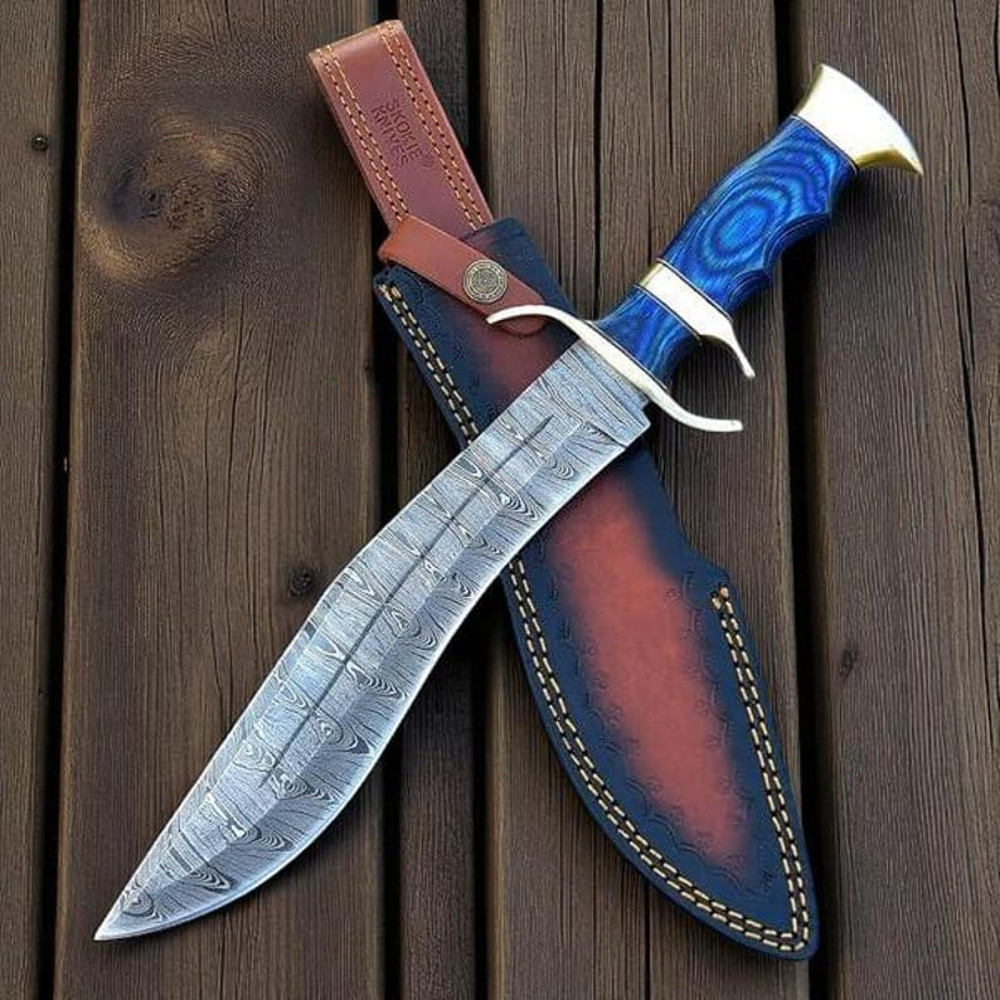 Handmade Damascus Steel Hunting Bowie Knife With Wood Handle Survival Knife Anniversary Gift Campin 0