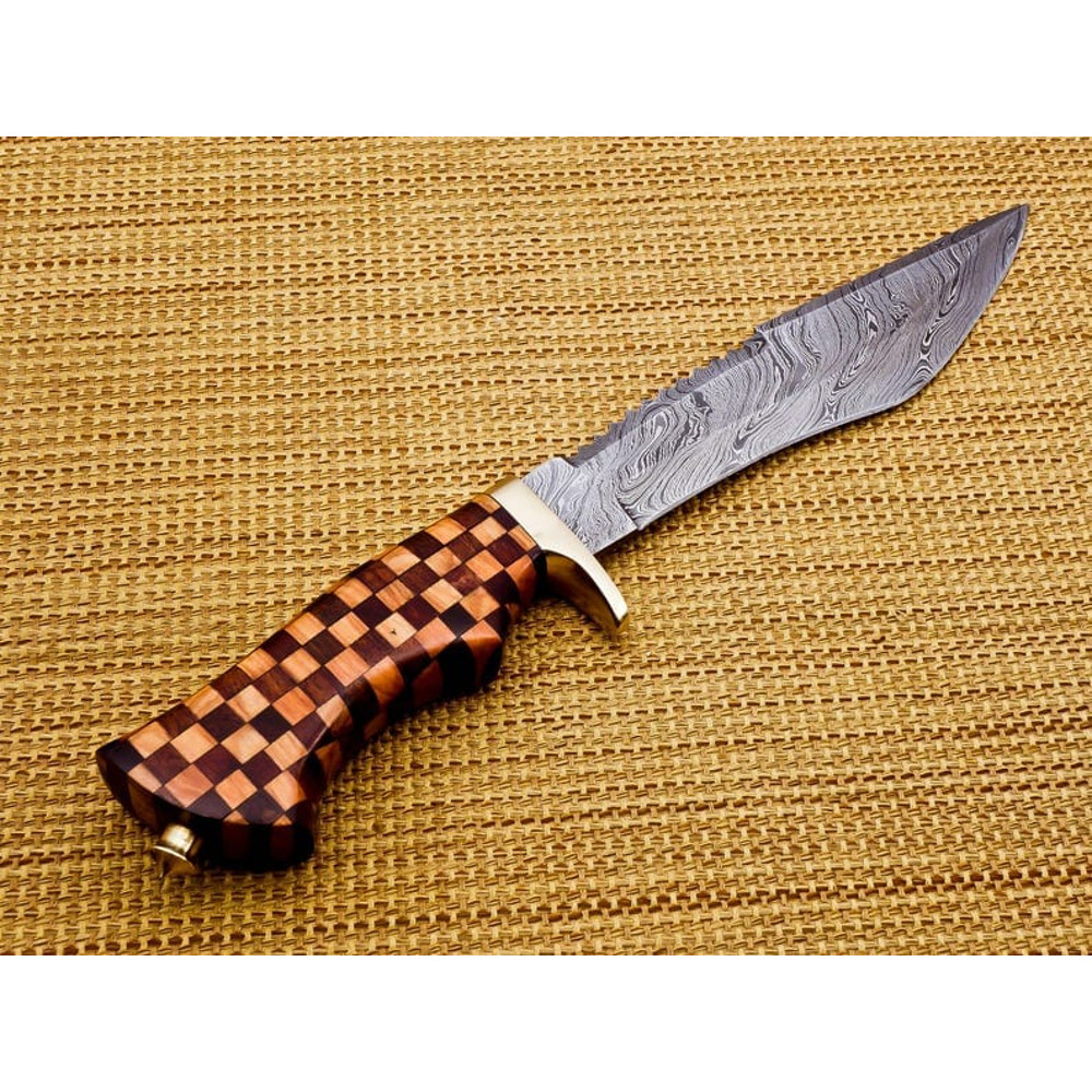 Beautiful Damascus Fixed Blade Knife Custom Handmade Damascus Steel Knife With Rose And Cow Wood Ha 2