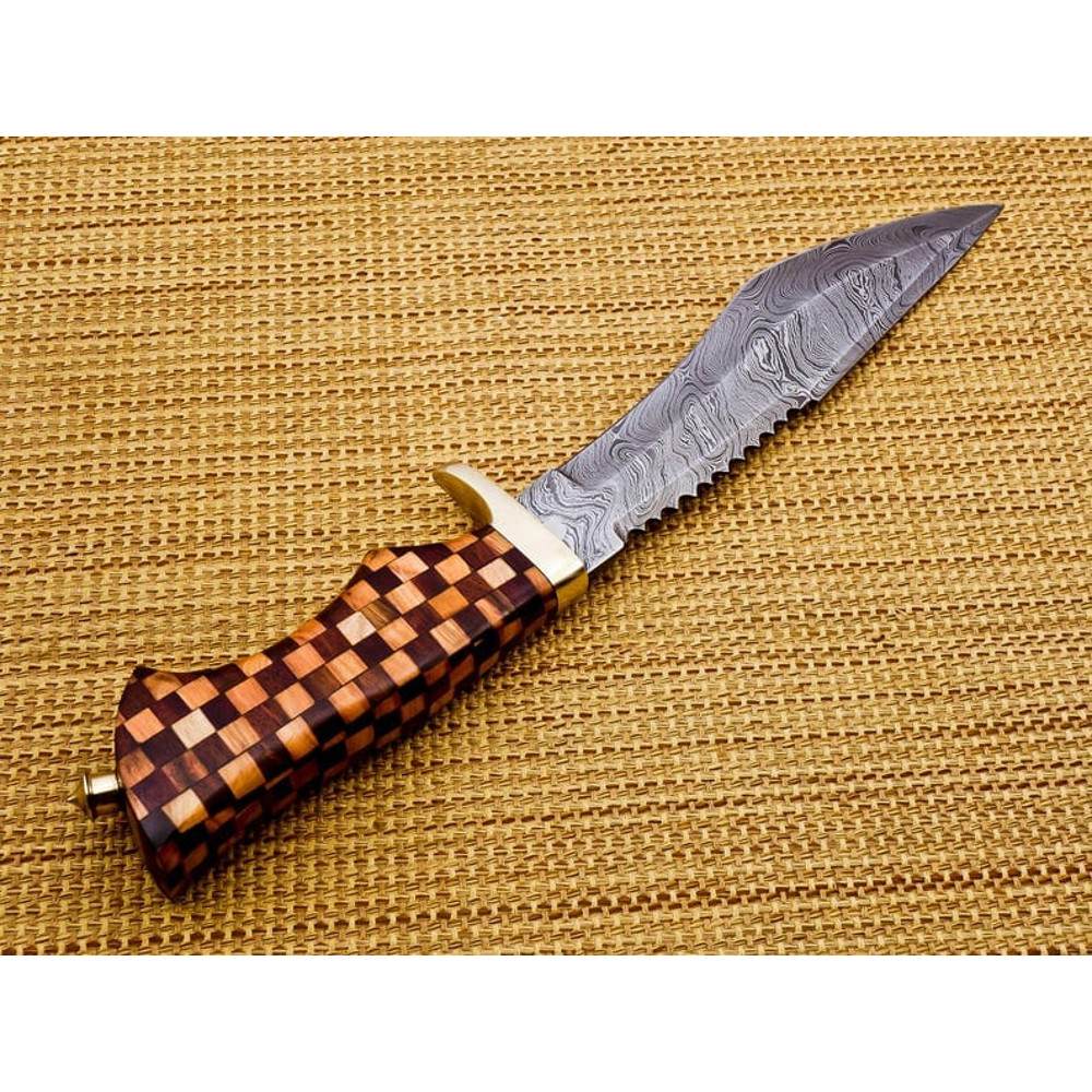 Beautiful Damascus Fixed Blade Knife Custom Handmade Damascus Steel Knife With Rose And Cow Wood Ha 3