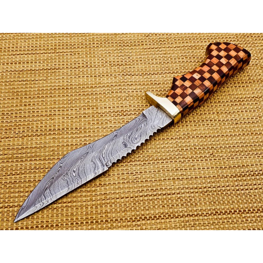 Beautiful Damascus Fixed Blade Knife Custom Handmade Damascus Steel Knife With Rose And Cow Wood Ha 4