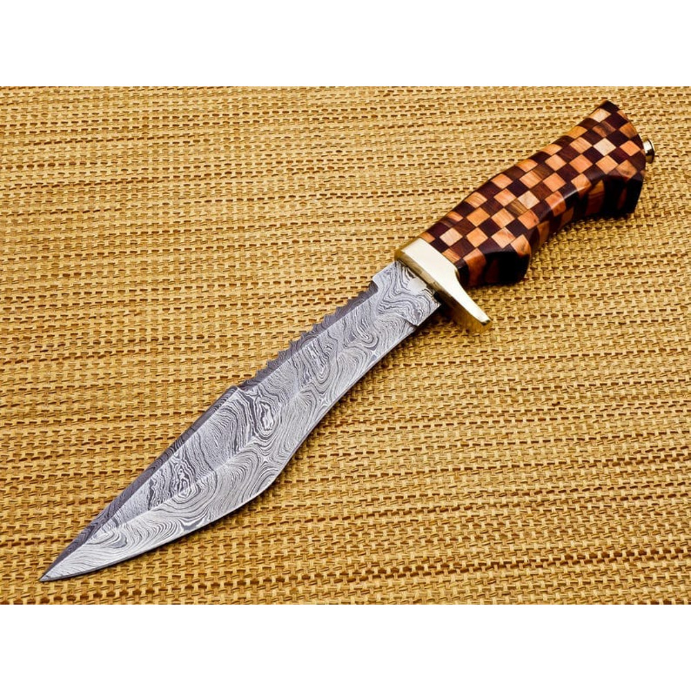 Beautiful Damascus Fixed Blade Knife Custom Handmade Damascus Steel Knife With Rose And Cow Wood Ha 1