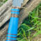 Hand Forged Damascus Hunting Knife With Blue Resin Handle And Brass Guard Unique Collectors Blade F 3