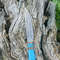 Hand Forged Damascus Hunting Knife With Blue Resin Handle And Brass Guard Unique Collectors Blade F 4