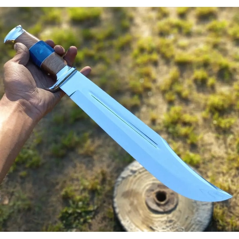 Crocodile Dundee Bowie Knife By Paul Hogan Custom 16Inch 440C Steel Blade With Olive Wood And Resi 0