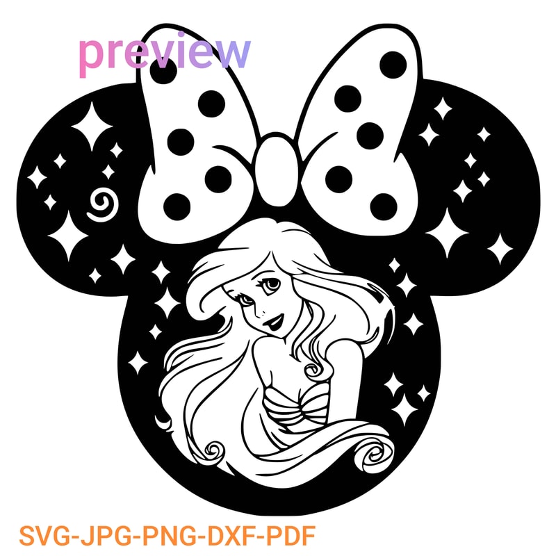 Princess Ariel Svg Ariel Cricut Svg Mermaid Cricut Svg Princess Mouse Head Designs Cut File Clipart 0
