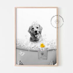 custom pet bathroom, customislze dog bathtub, Bathroom Wall Art, Custom Pet Portrait from photo, Personalized Dog