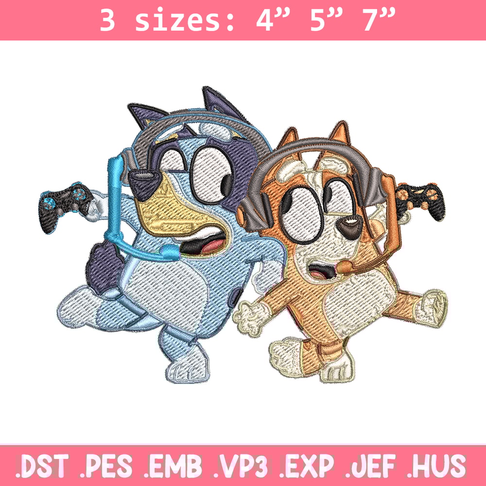 Bluey bingo headphones Embroidery, Bluey Embroidery, Embroidery File, cartoon shirt, cartoon design, Digital download..jpg