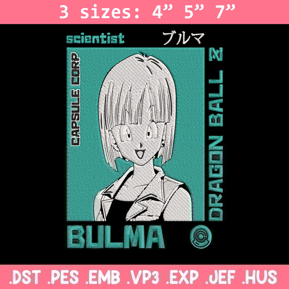 Bulma poster Embroidery Design, Dragonball Embroidery, Embroidery File, Anime Embroidery, Anime shirt, Digital download..jpg